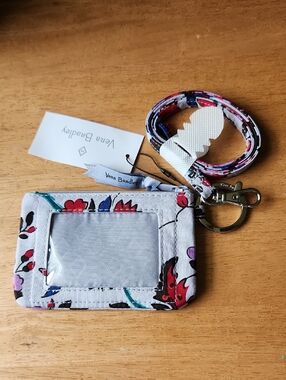 Vera Bradley Zip ID Case & Lanyard Vineyard Floral NWT